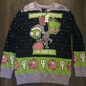 NWT Boxlunch Nickelodeon Invader Zim Gir Alien Christmas Sweater XL